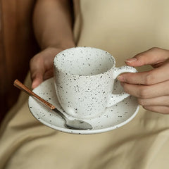 Korean Style Retro Afternoon Tea Cup Household Daily Breakfast Set Cup Saucer Simple Restaurant High Quality Plates