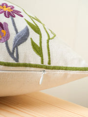 1pc Floral Birds Embroidered Throw Pillow Cover For Various Decor Without Inserts