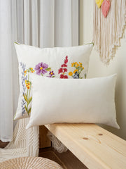 1pc Floral Birds Embroidered Throw Pillow Cover For Various Decor Without Inserts