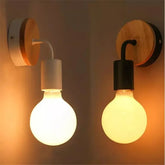 E27 Wood Iron Wall Lamp for Bedroom Bedside Nordic Wall Sconce Background Wall Aisle Lights Wooden Reading Luminaire