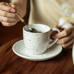 Korean Style Retro Afternoon Tea Cup Household Daily Breakfast Set Cup Saucer Simple Restaurant High Quality Plates