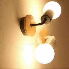 E27 Wood Iron Wall Lamp for Bedroom Bedside Nordic Wall Sconce Background Wall Aisle Lights Wooden  Reading Luminaire