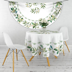 1PC Round Tablecloth with Floral Plant Waterproof Colored Dining Table Cover Multi-purpose 63 inch Sunflower Tablecloth