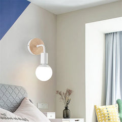 E27 Wood Iron Wall Lamp for Bedroom Bedside Nordic Wall Sconce Background Wall Aisle Lights Wooden  Reading Luminaire