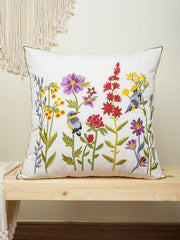 1pc Floral Birds Embroidered Throw Pillow Cover For Various Decor Without Inserts